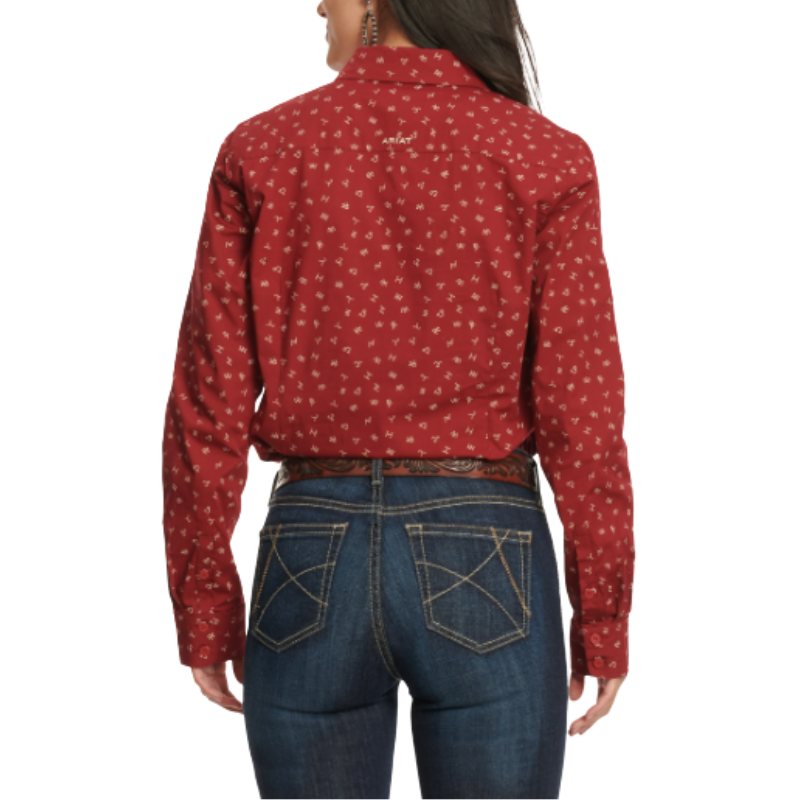 Ariat Women's Kirby Long Sleeve Shirt Cattle Brand - Red
