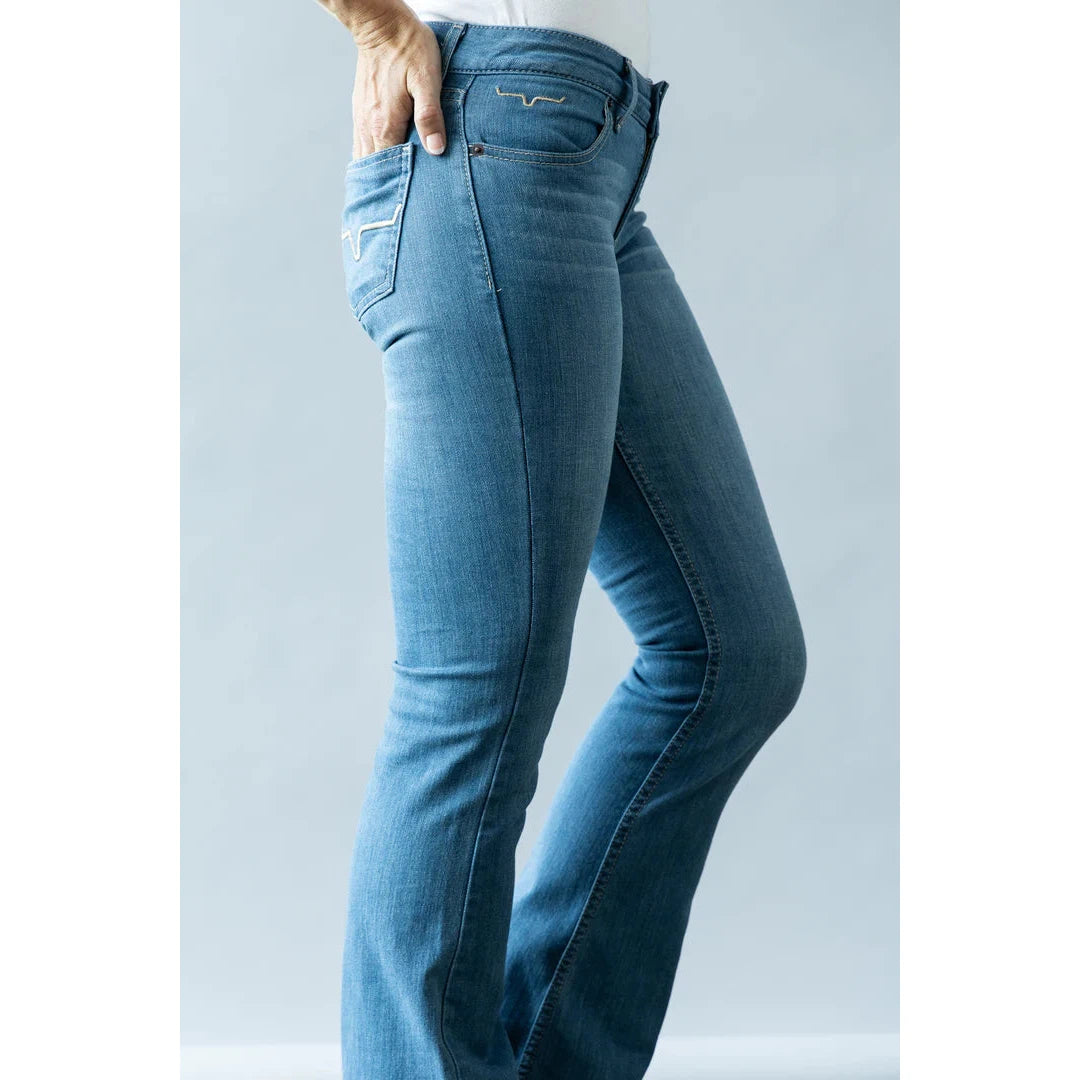 Kimes Womens Lola Soho Fade Mid Rise Trouser Jeans - Blue