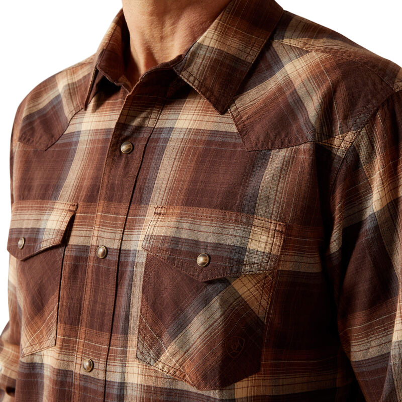 Ariat Men's Hodges Retro Fit Long Sleeve Snap Shirt - Brown