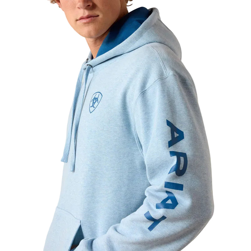 Ariat Men's Logo Long Sleeve Hoodie - Baby Blue Heather