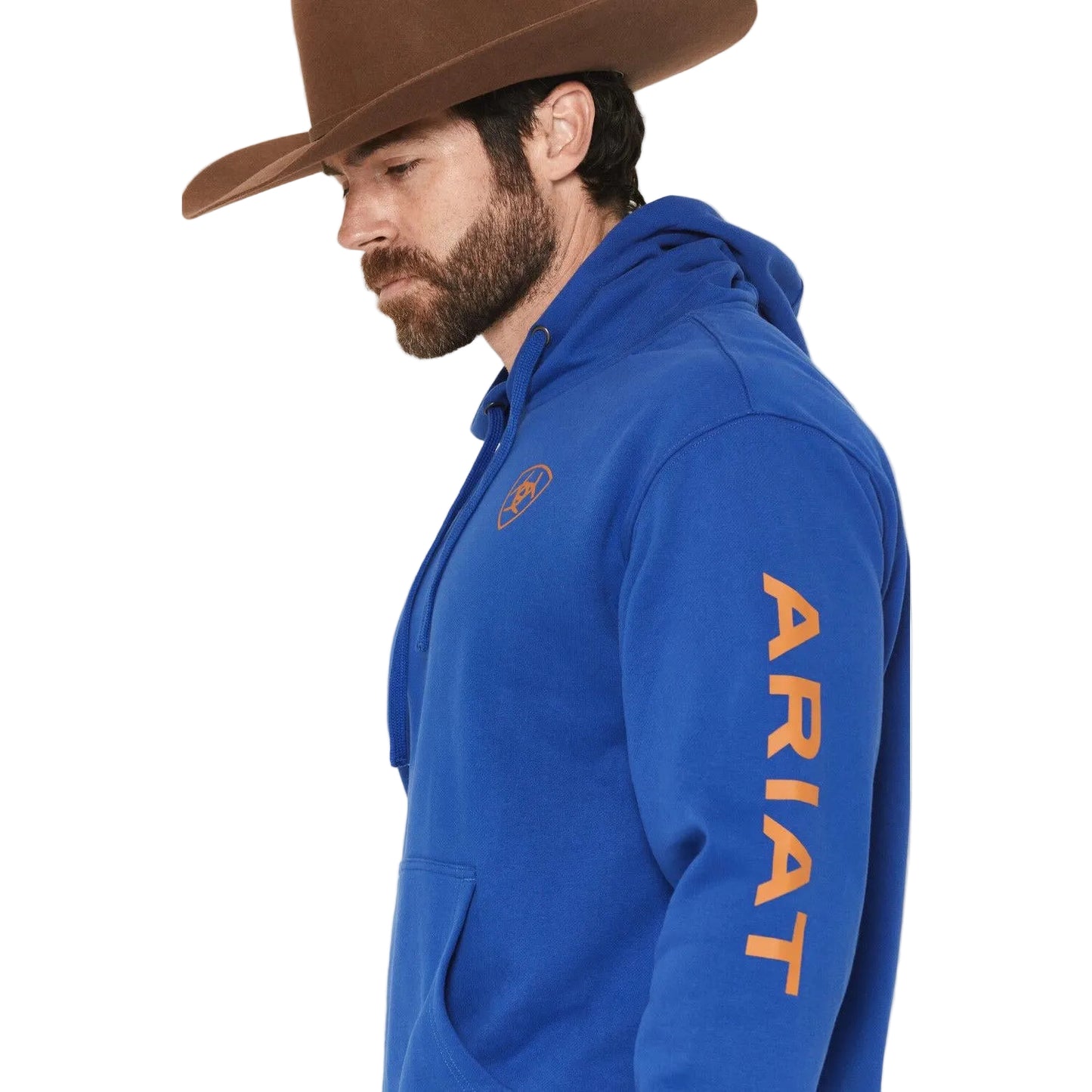 Ariat Men's Logo Long Sleeve Hoodie Hoodie - Surf The Web Blue