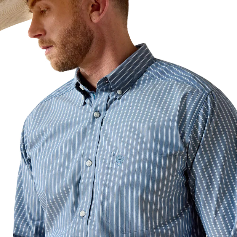 Ariat Men's Pro Series Judah Fitted Long Sleeve Shirt - Poseidon Stripe - Irvine Tack & Western Wear