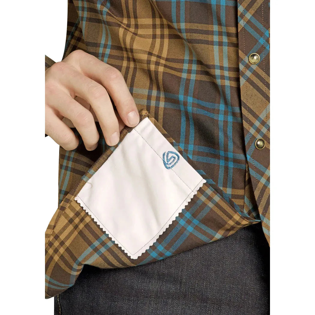 Rock & Roll Men's Tek Western Brushed Plaid Flannel Long Sleeve Shirt - Brown