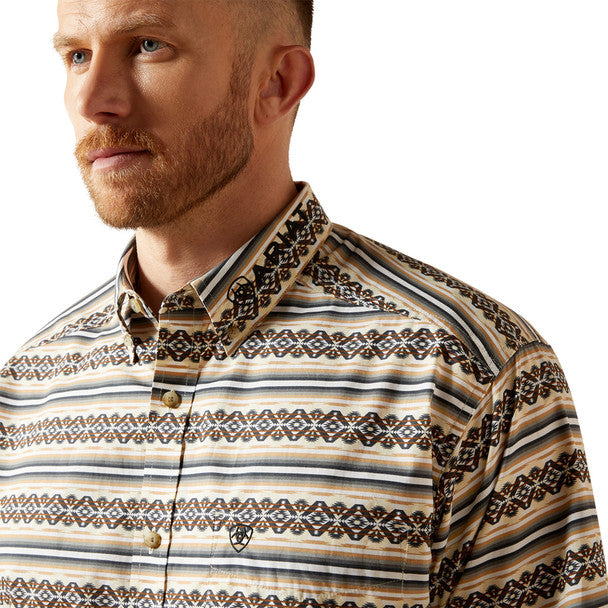 Ariat Men's Team Peter Classic Long Sleeve Shirt - Khaki/White