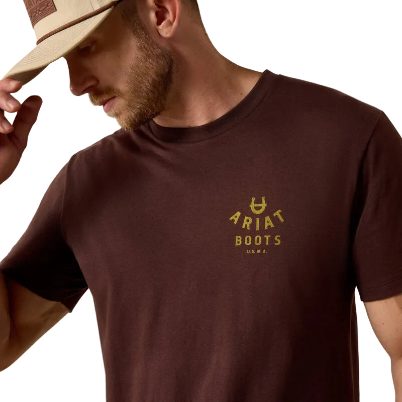Ariat Men's Western Ropes Short Sleeve Tee Shirt - Puce