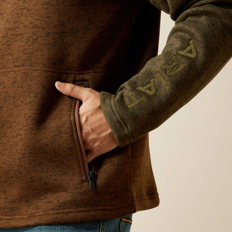 Ariat Men's Caldwell Logo 1/4 Zip Sweater - Carafe/Earth Green