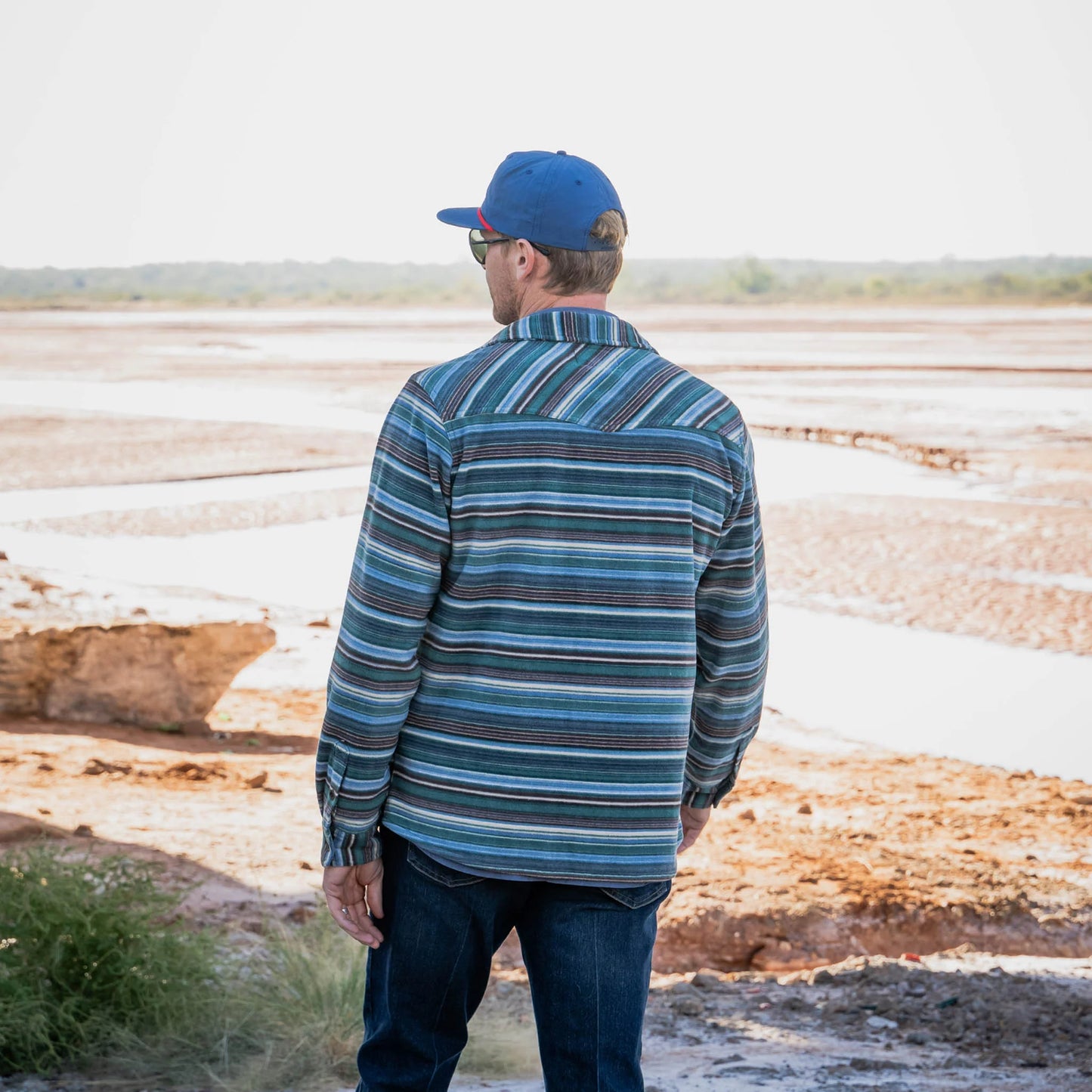 STS Men's Stringer Shirt Jacket - Brown/Green/White/Blue Stripes