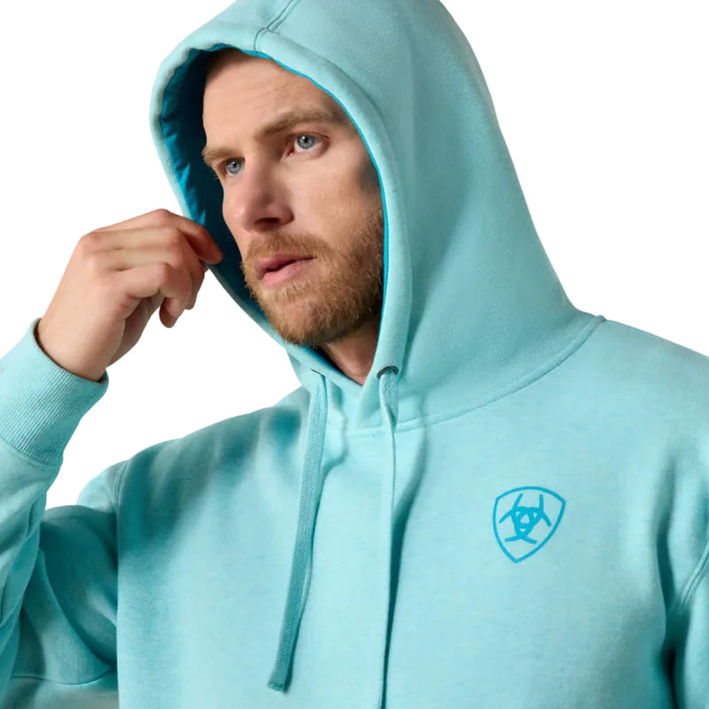 Ariat Men's Logo Long Sleeve Hoodie - Aqua Heather - Irvine Tack & Western Wear