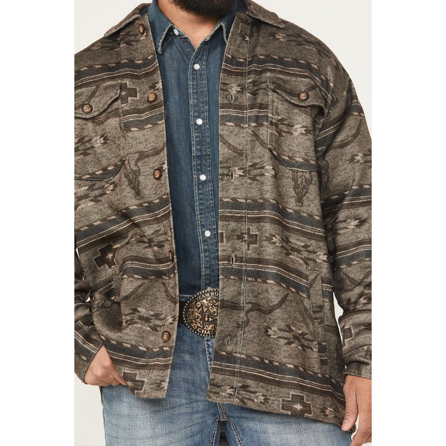 Ariat Men's Caldwell Printed Shirt Jacket- Beige
