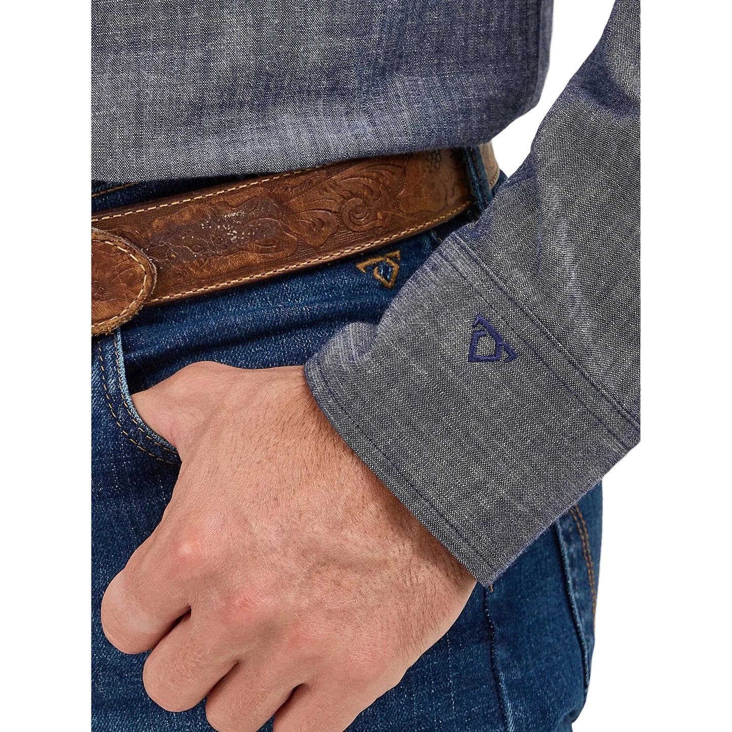 Wrangler Men's Cody Johnson Two Pocket Western Snap Shirt - Navy