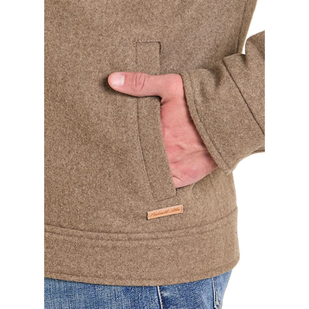 Rock & Roll Men's Long Sleeve Solid Heather Wool Snap Jacket- Tan