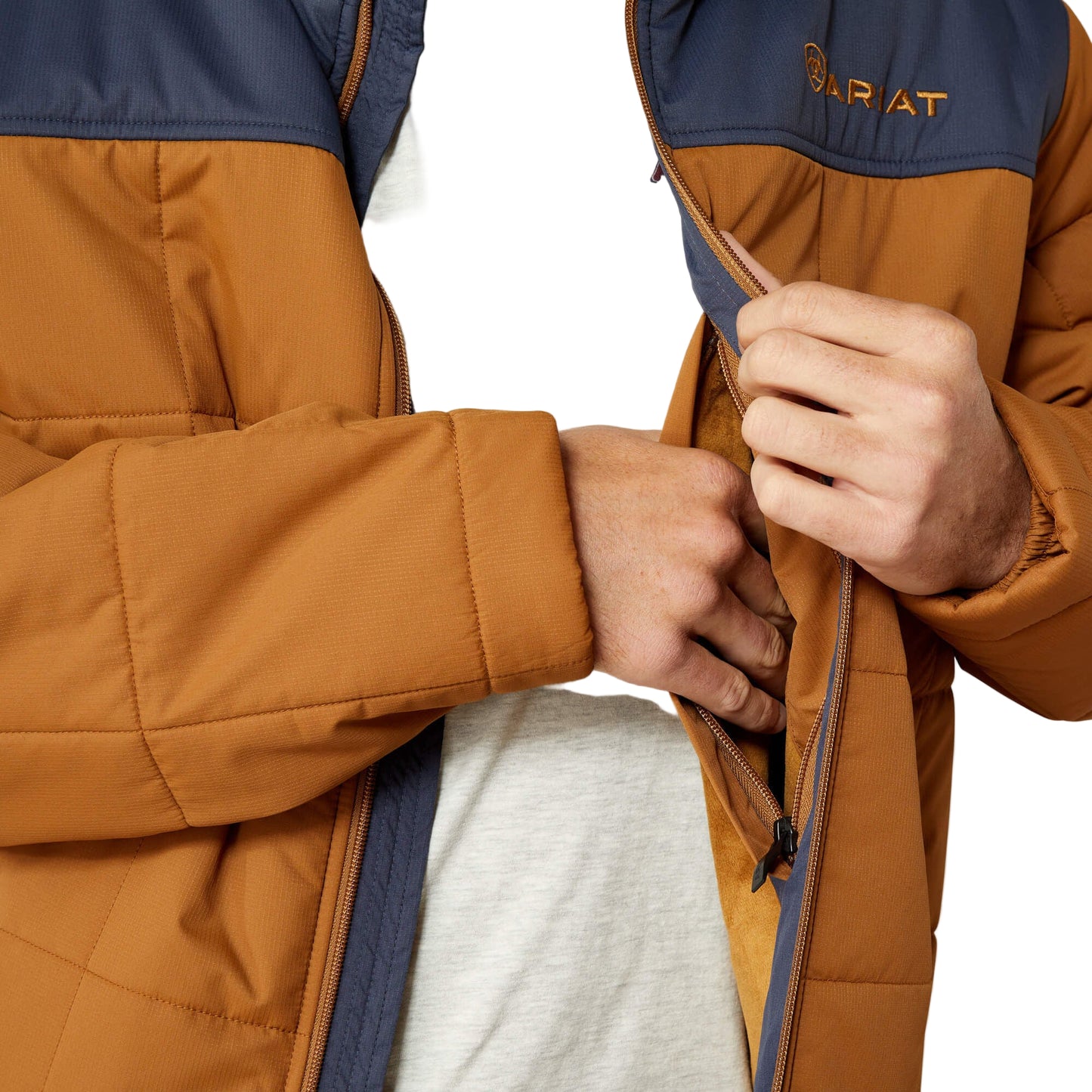 Ariat Men's Crius Hooded Insulated Jacket - Blue Nights/Almond Khaki