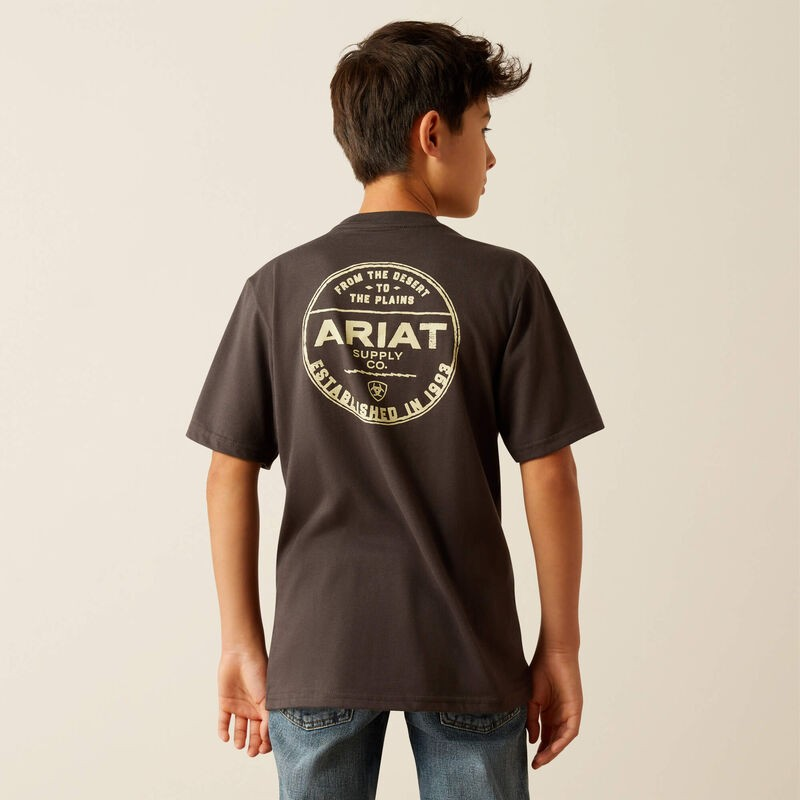 Ariat Boy's Short Sleeve Explore Circle Tee Shirt - Vintage Black