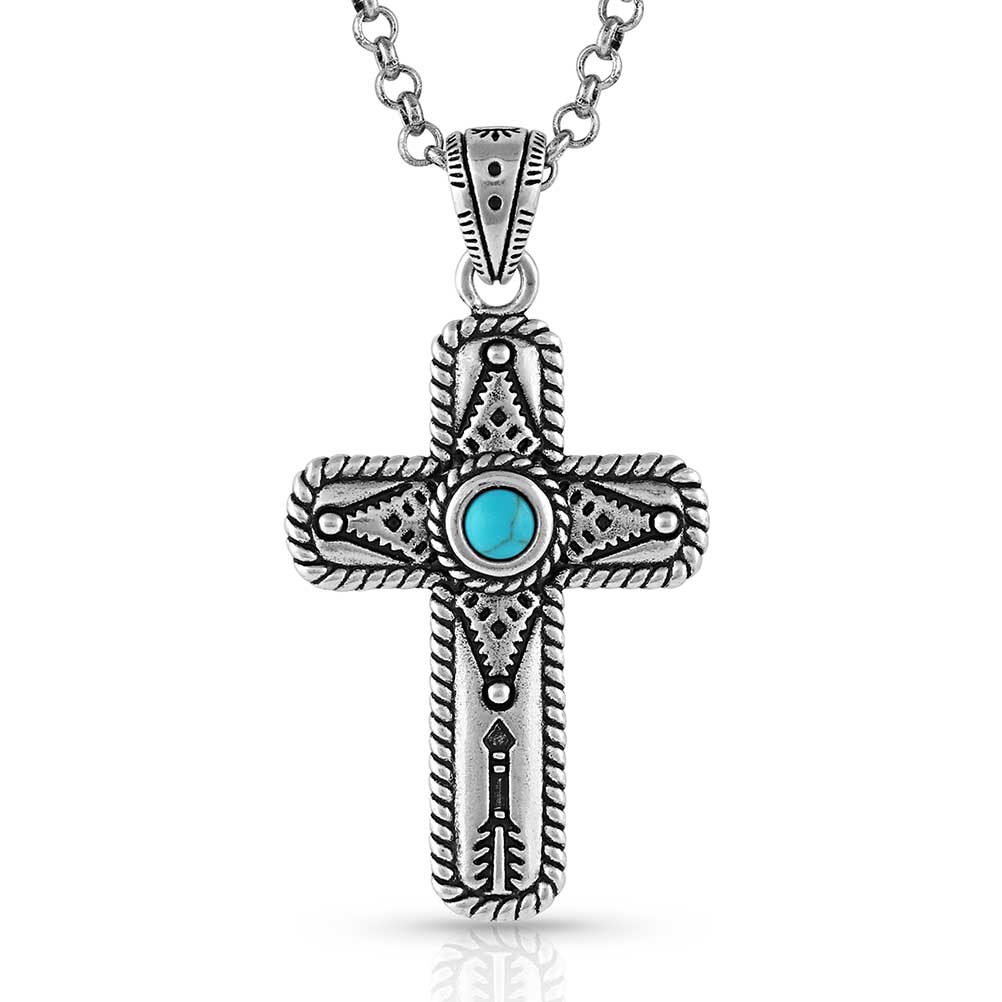 Montana Silversmith Faith On Point Turquoise Cross Necklace