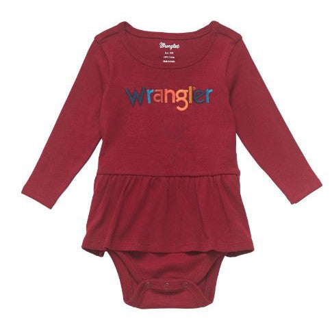 Wrangler Baby Girl's long sleeve Baby Girl Onesie - Burgundy