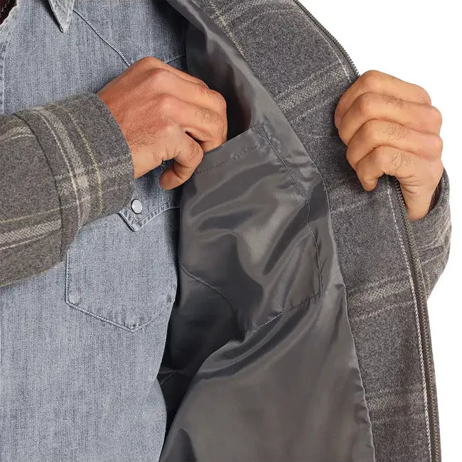 Powder River Men's Plaid Wool Jacket - Charcoal