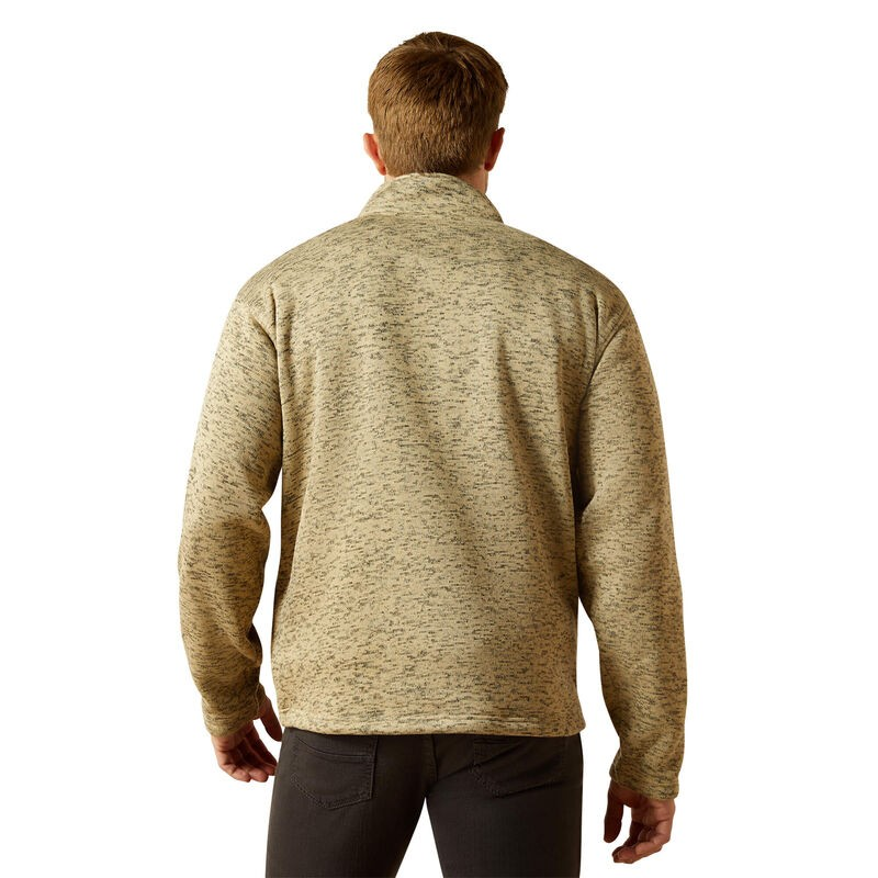 Ariat Men's Long Sleeve Caldwell 1/4 Button Sweater - Light Brown Southwest