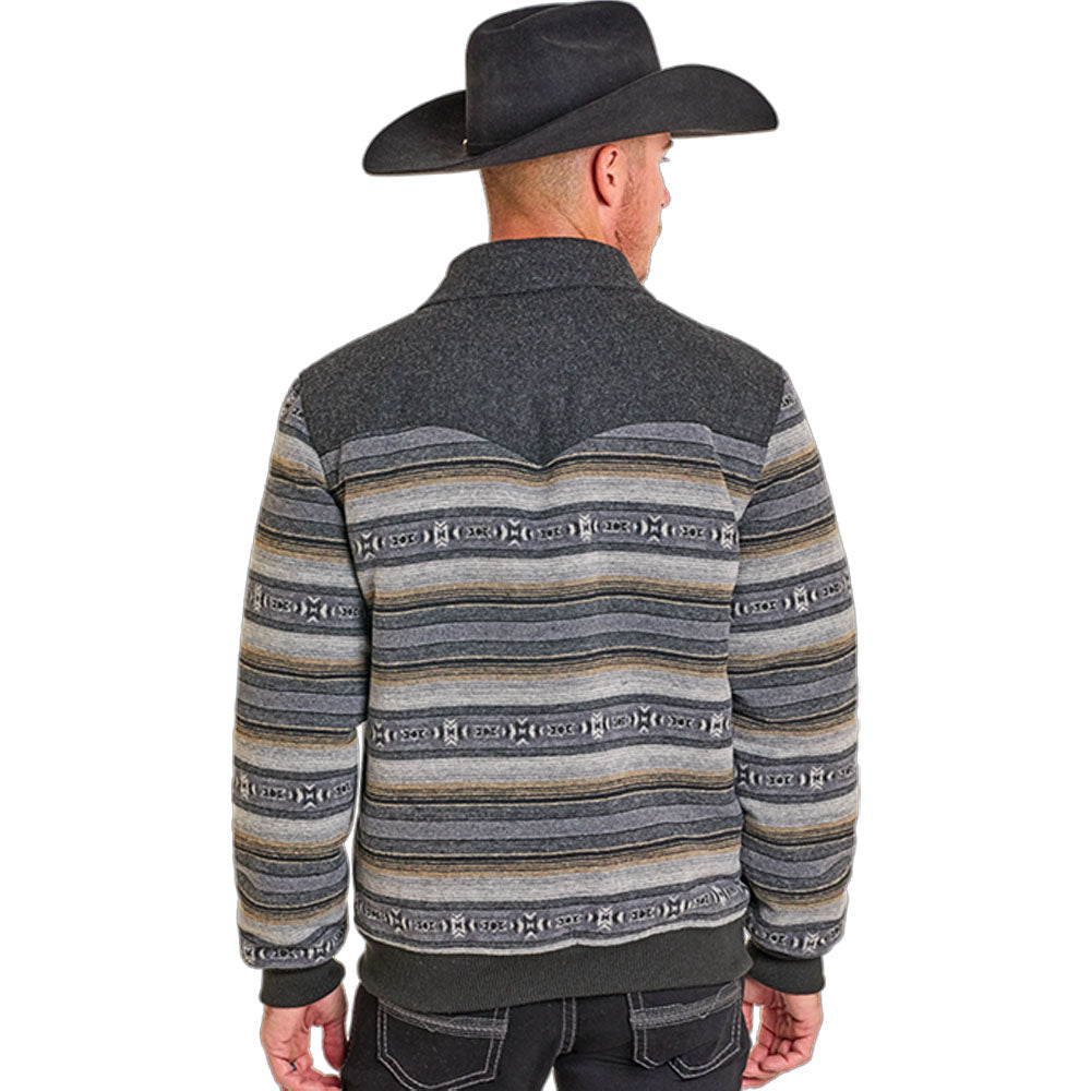 Rock & Roll Men's Aztec Serape Bomber Jacket - Jacquard Black