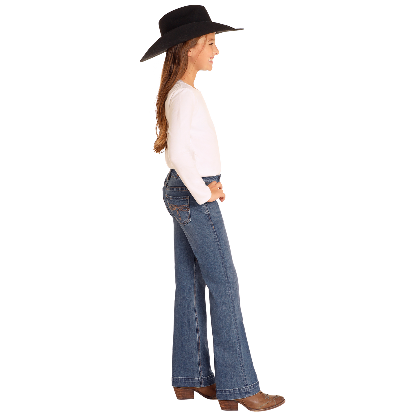 Rock & Roll Girl's Boot Stitch Trouser-Medium Vintage Wash