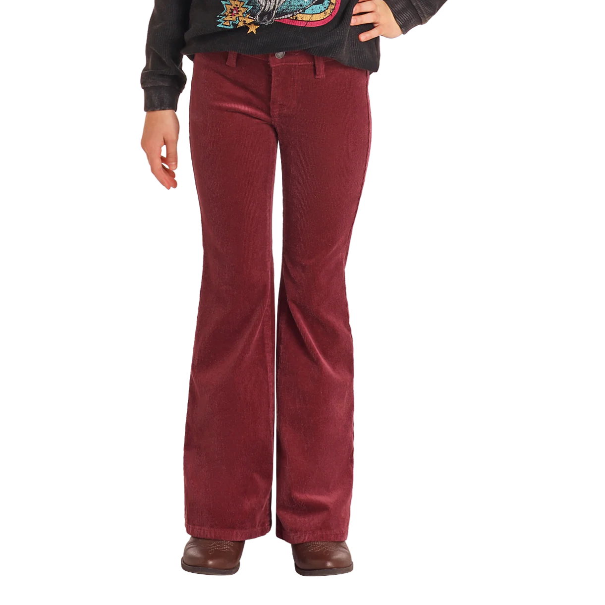 Rock & Roll Girl's Corduroy Flare Pant - Maroon