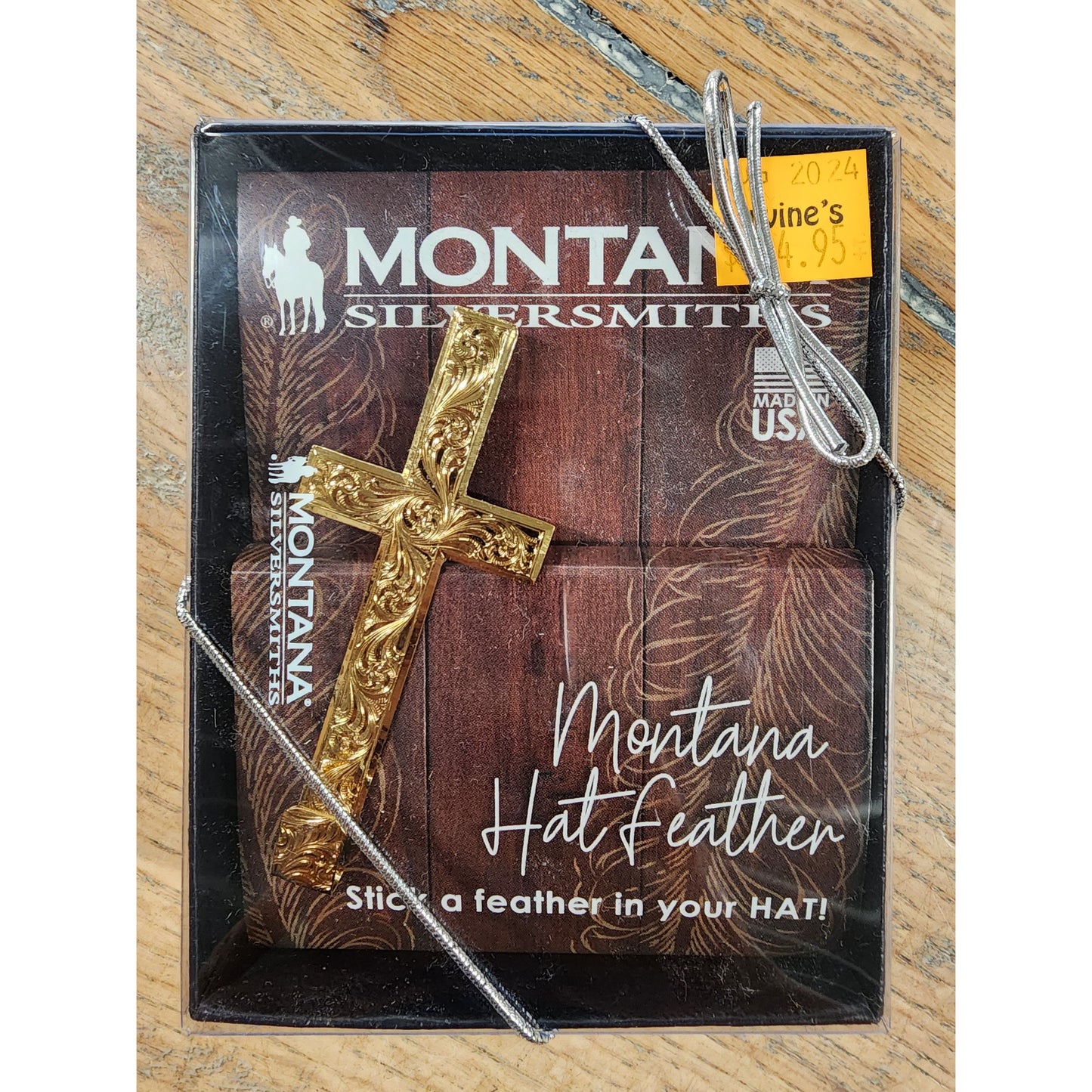 Montana Silversmith Gold Cross Hat Feather