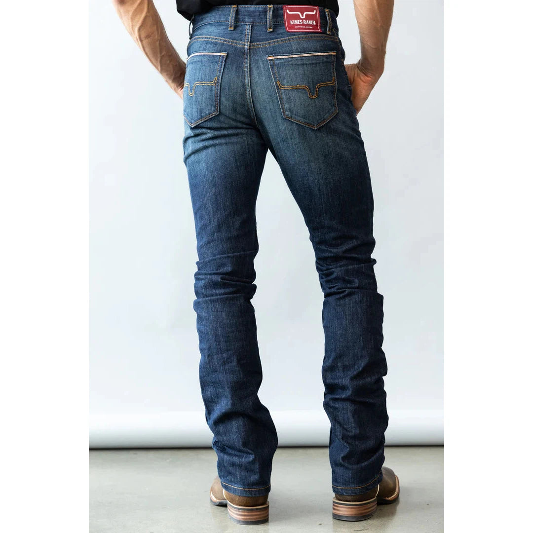 Kimes Men's Roger Mid Low Rise Slim Bootcut Jeans - Blue