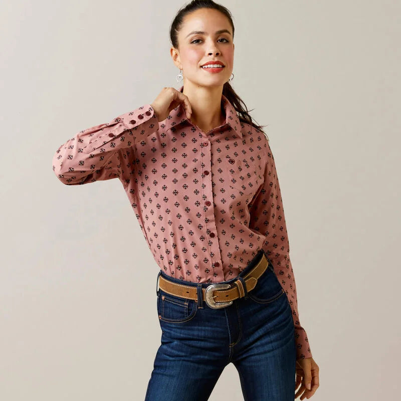 Ariat Women's Wrinkle Resist Kirby Long Sleeve Shirt- Red River Geo
