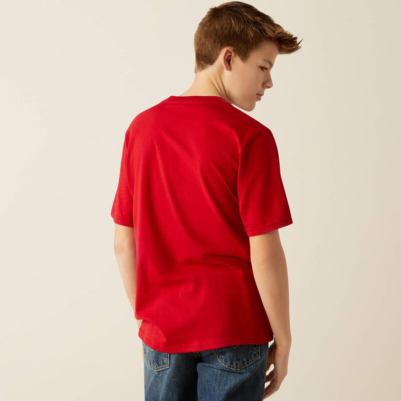 Ariat Boy's Buffalo West Short Sleeve Tee Shirt- Red