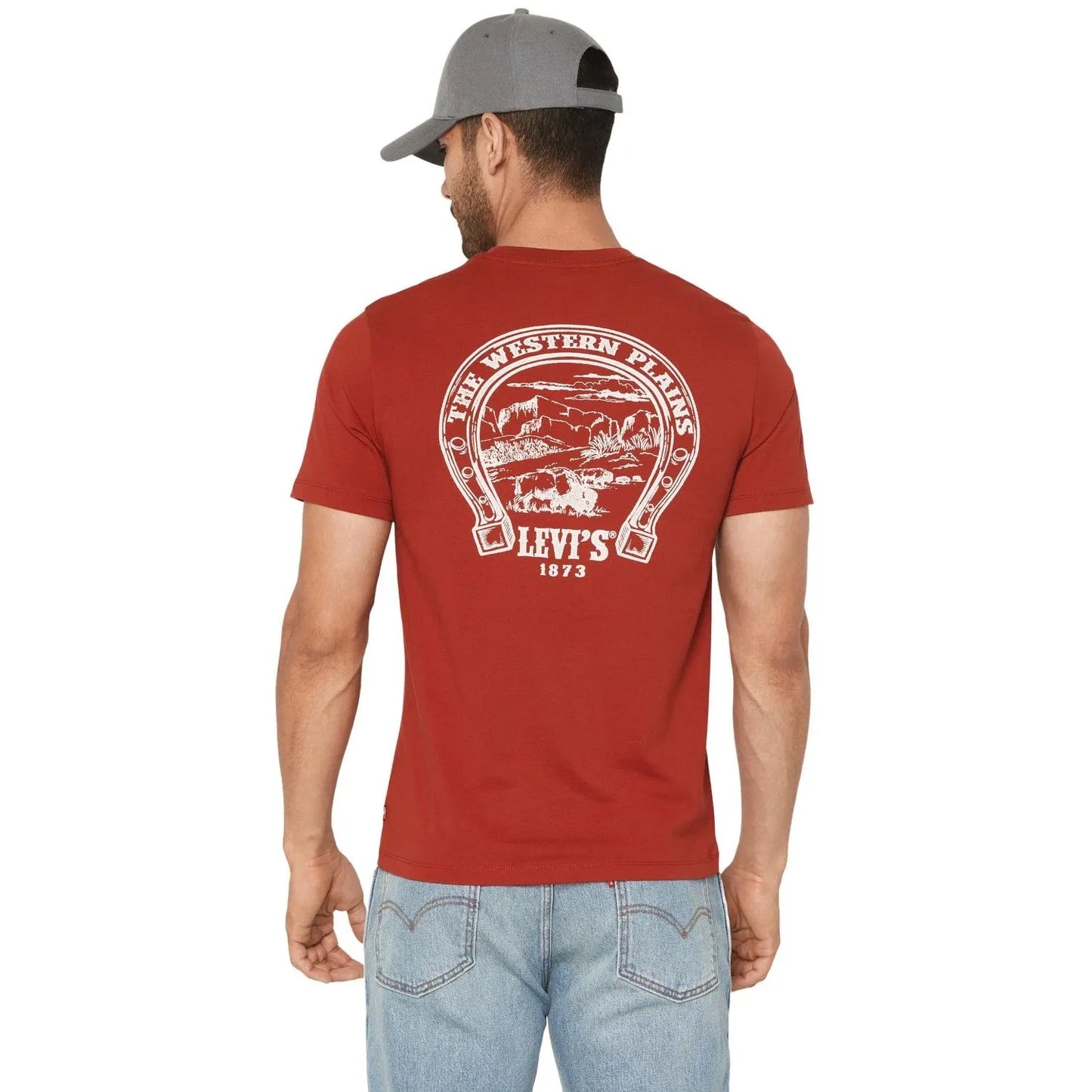 Levi Strauss Men's Short Sleeve Horse Shoe Tee Shirt- Red