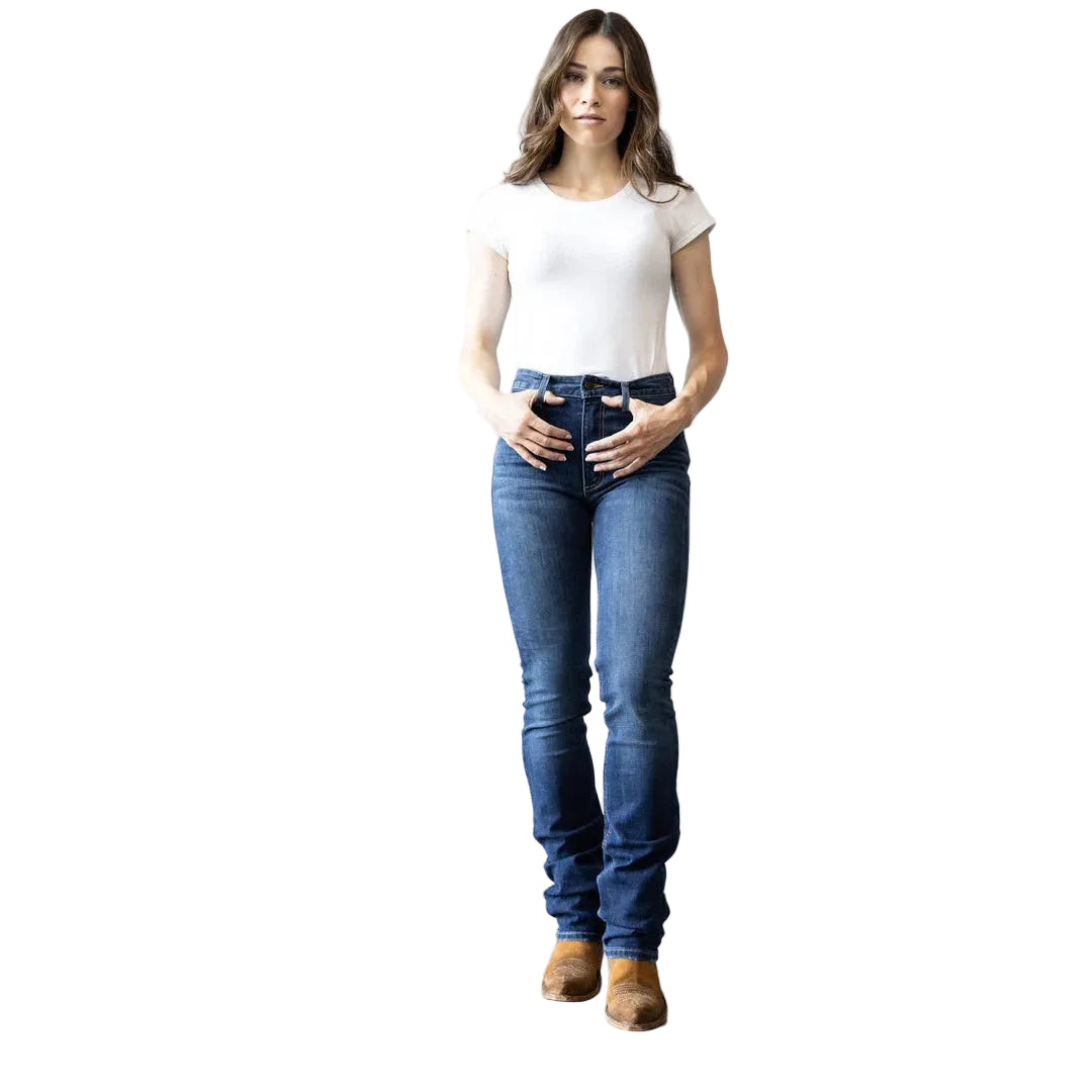 Kimes Women's Sarah High Rise Slim Bootcut Jeans - Blue - Irvine Tack & Western Wear