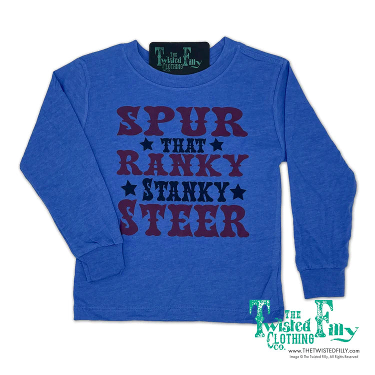 The Twisted Filly Spur That Ranky Stanky Steer - LS Youth Tee - Blue