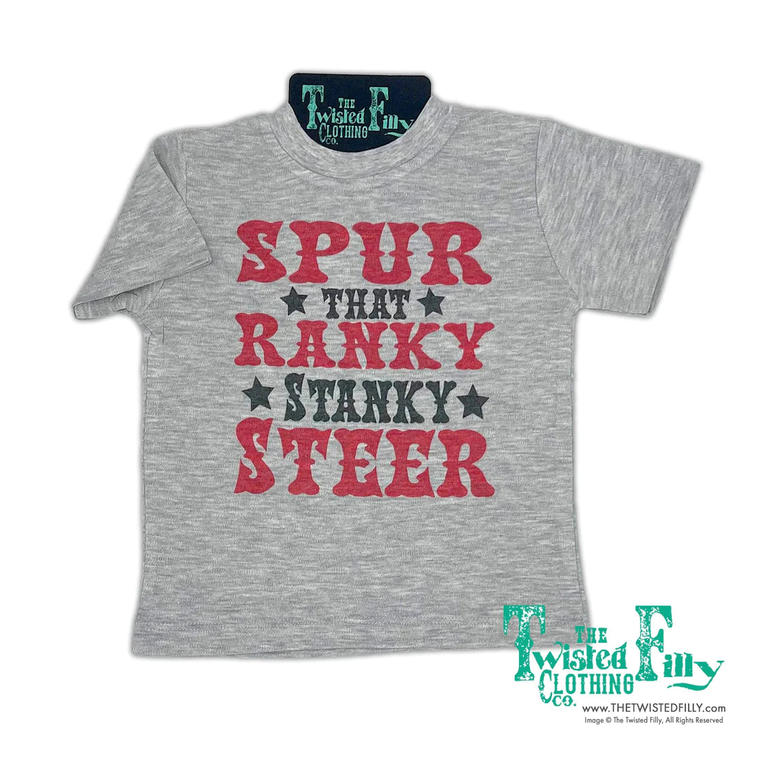 Twisted Filly Youth Spur That Ranky Stanky Steer Short Sleeve Tee - Grey