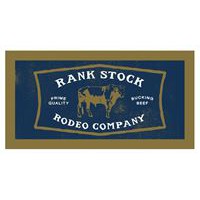 Hooey Rank Stock Rectangle Sticker - Blue/Mustard/White