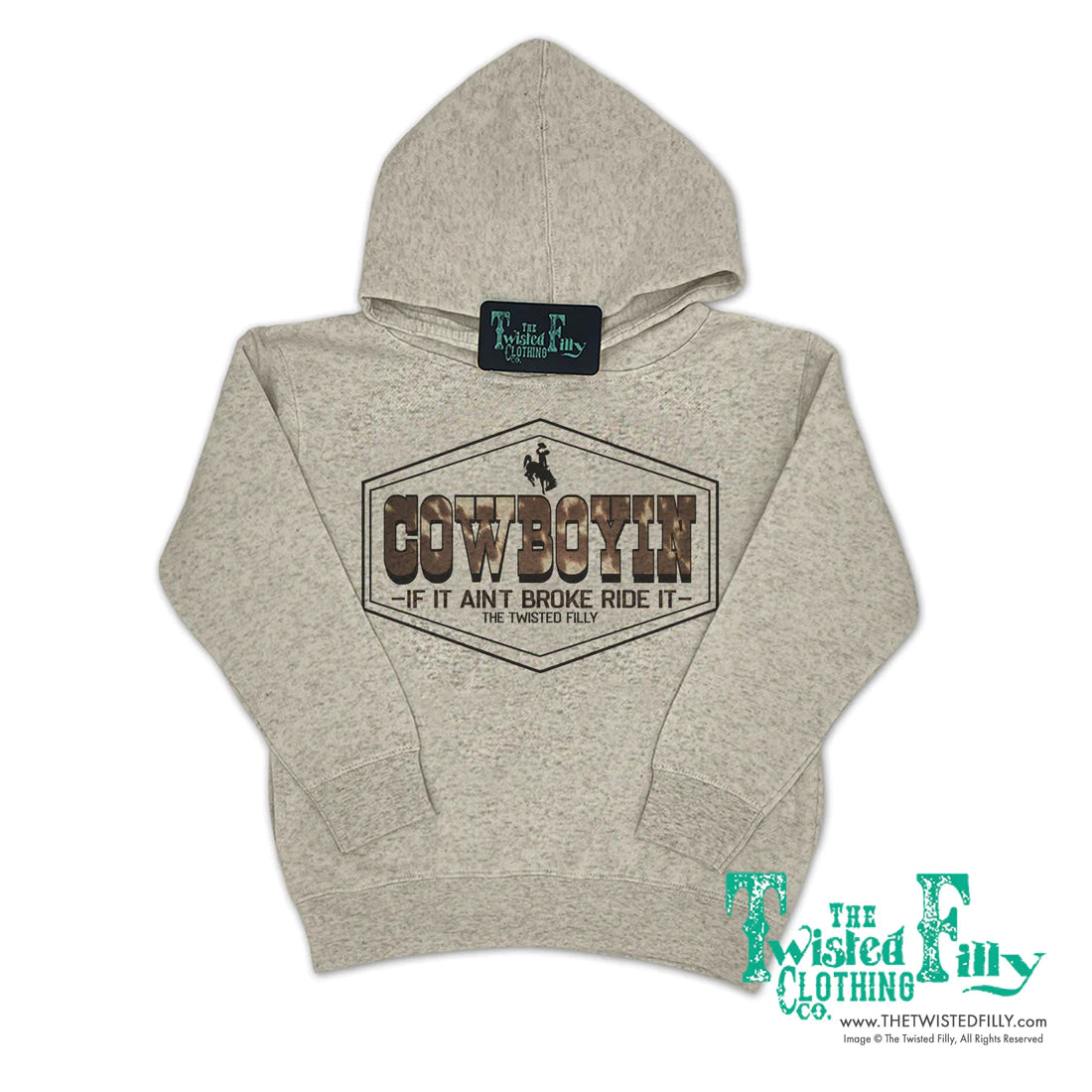 Twisted Filly Toddler Triangle Cowboy Hoodie - Oatmeal