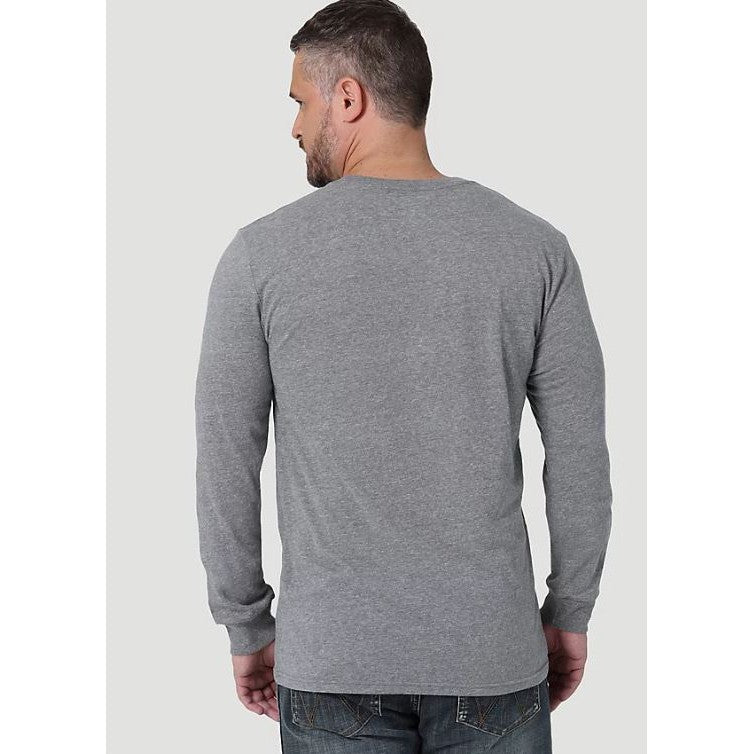 Wrangler Men's George Strait Graphic Long Sleeve T Shirt - Trench Coat Heather