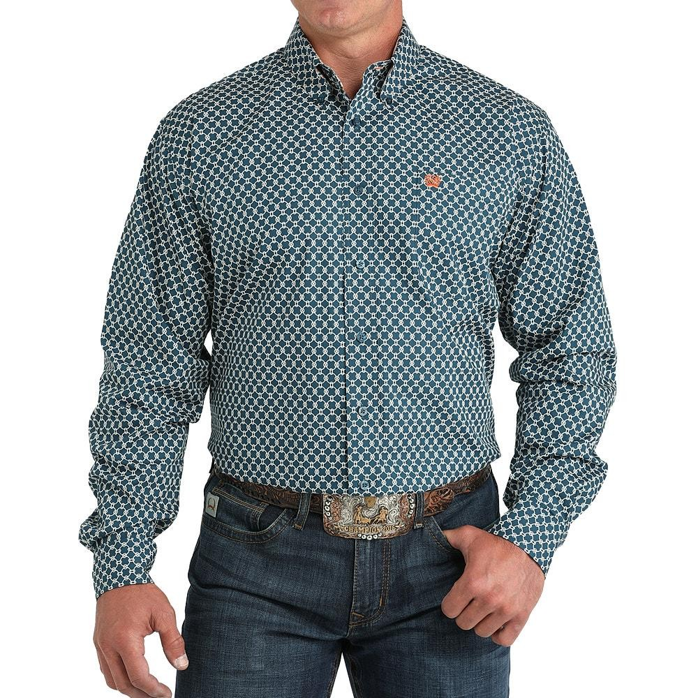 Cinch Men's Long Sleeve Print Shirt - Teal