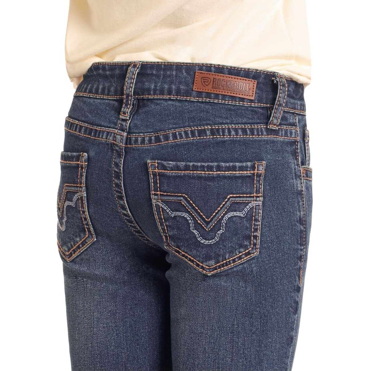 Rock & Roll Girl's Mid Rise Denim Boot Cut Jean - Dark Wash