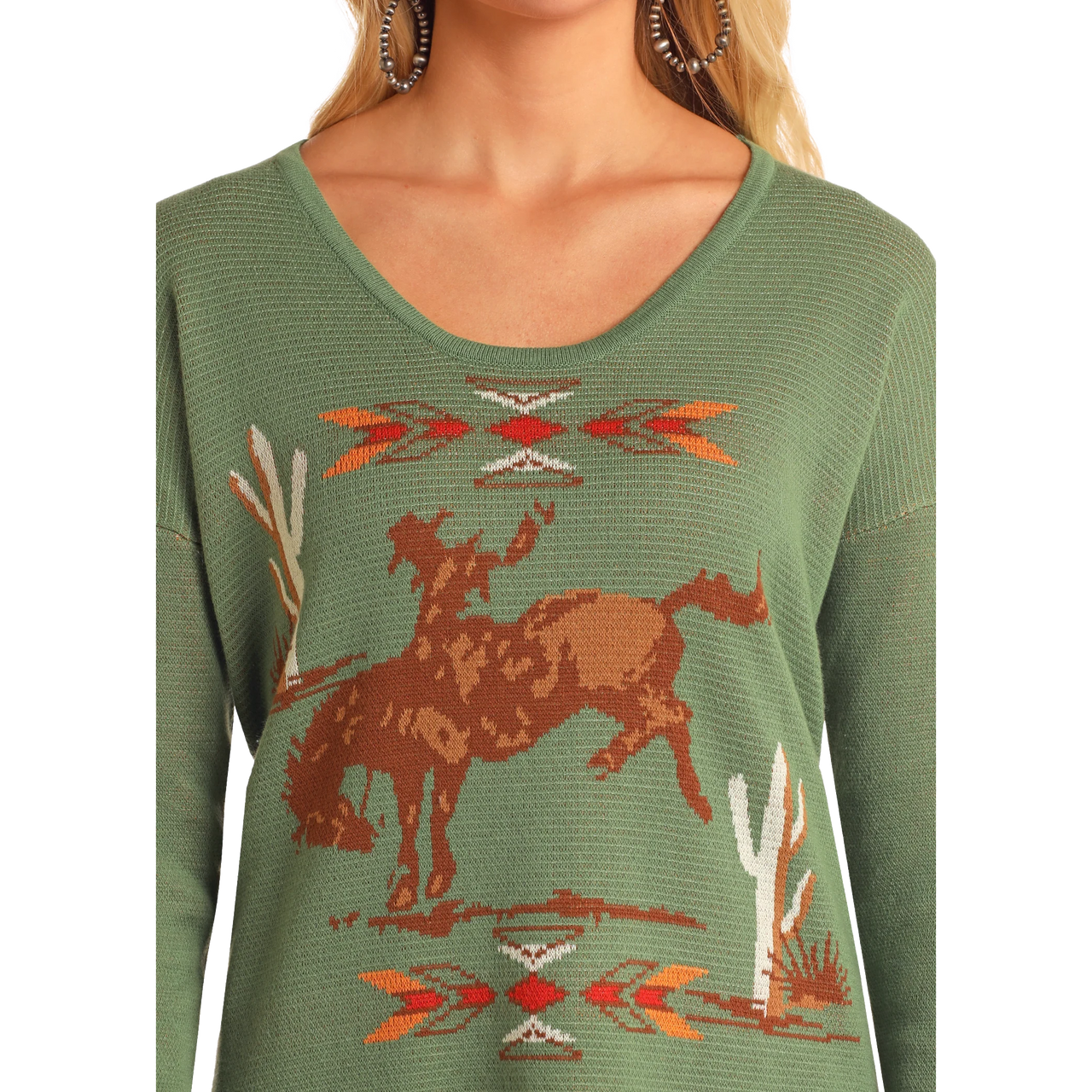 Panhandle Women's Bronco Light Weight Sweater- Olive