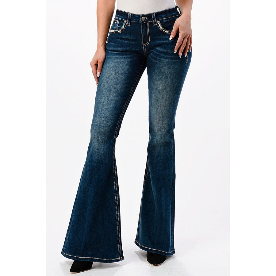 Grace in LA Women's Easy Flare Jeans - Longhorn Head