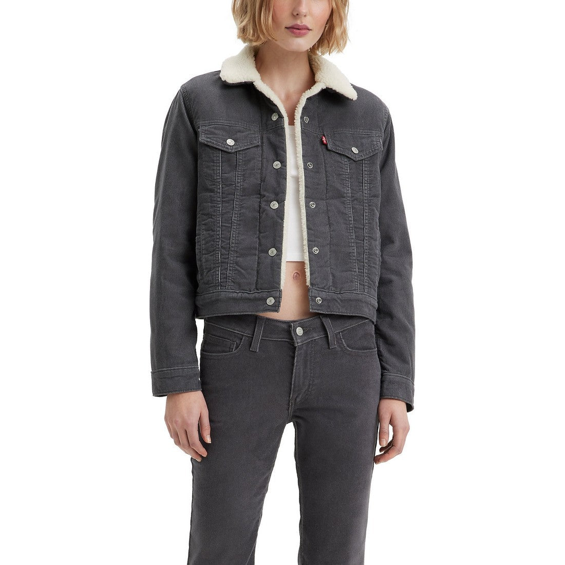 Levi Women's Original Sherpa Trucker Jacket Blackened Pearl