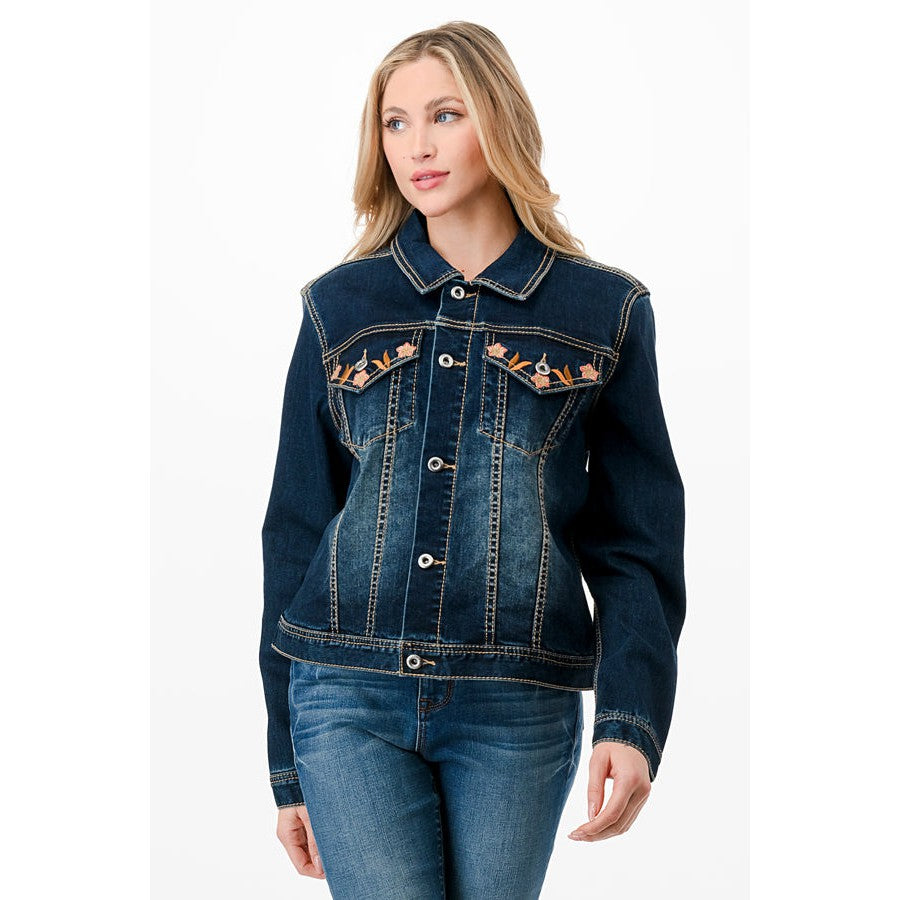 Grace in LA Women's Denim Jacket - Paisley Embroidery