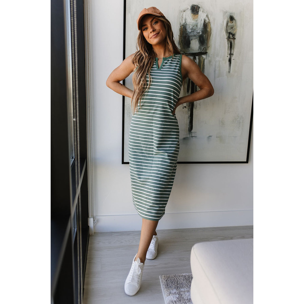 Ampersand Women's Striped Midi Dress - Sweet Mint