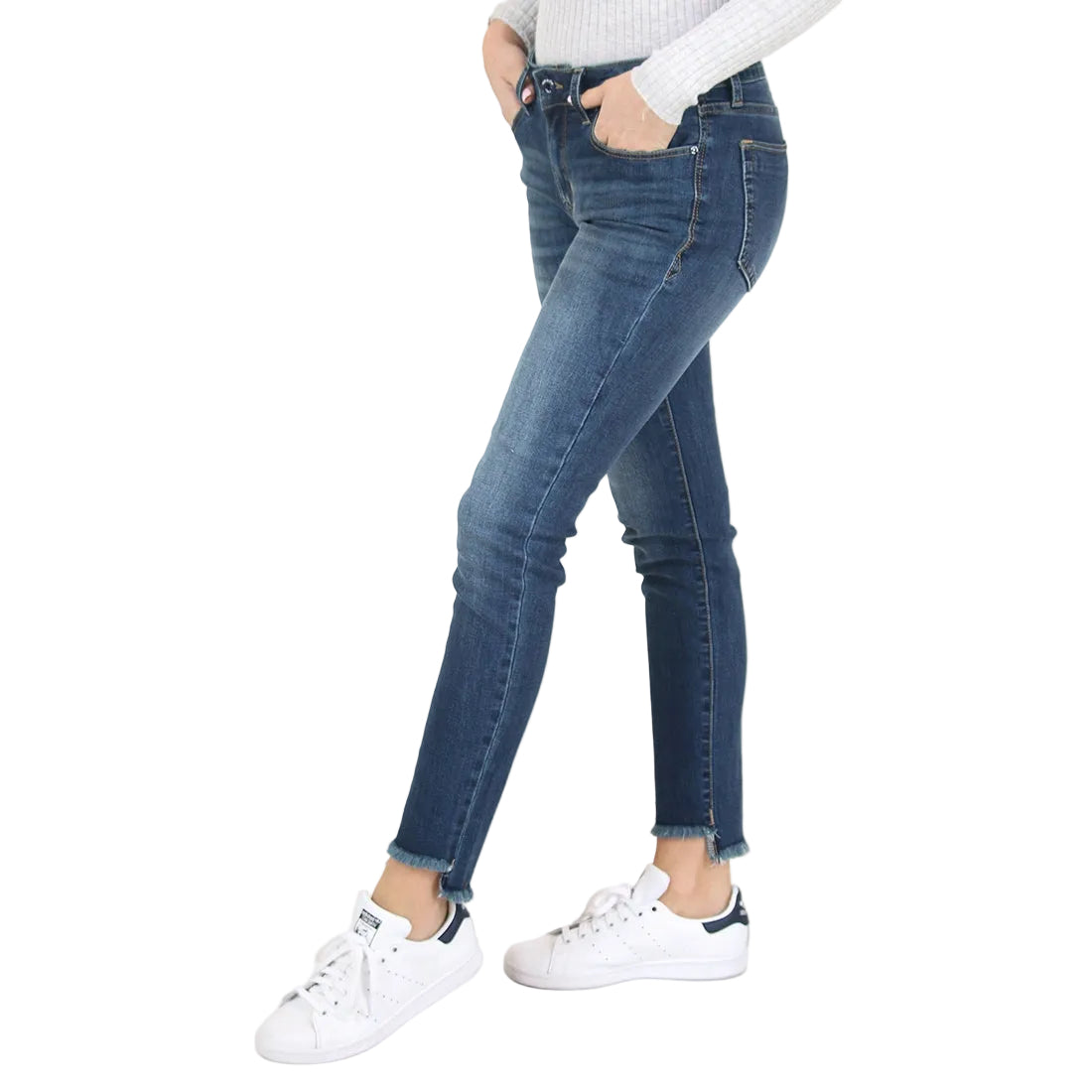 Grace in LA Women's Easy Skinny Jeans - Frayed Step Hem