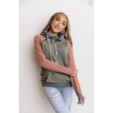 Ampersand Women's Note To Self DoubleHood Sweatshirt - Green/Red/Grey