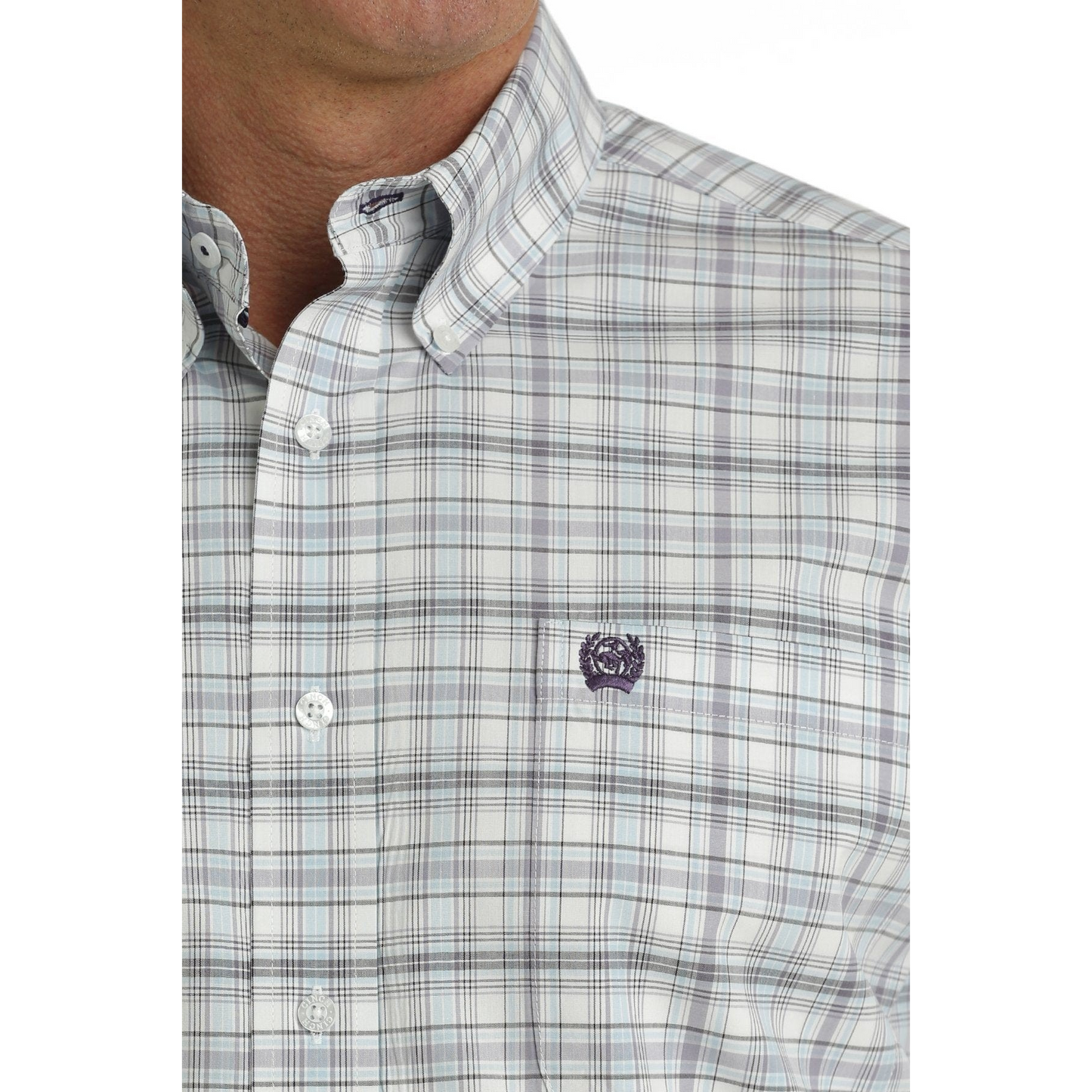 Cinch Men's Long Sleeve Plaid Shirt - White