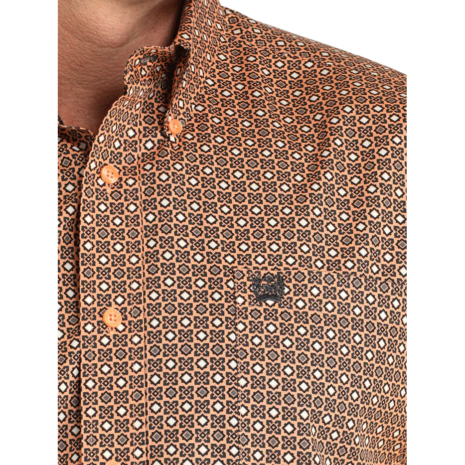 Cinch Men's Long Sleeve Print Shirt - Coral