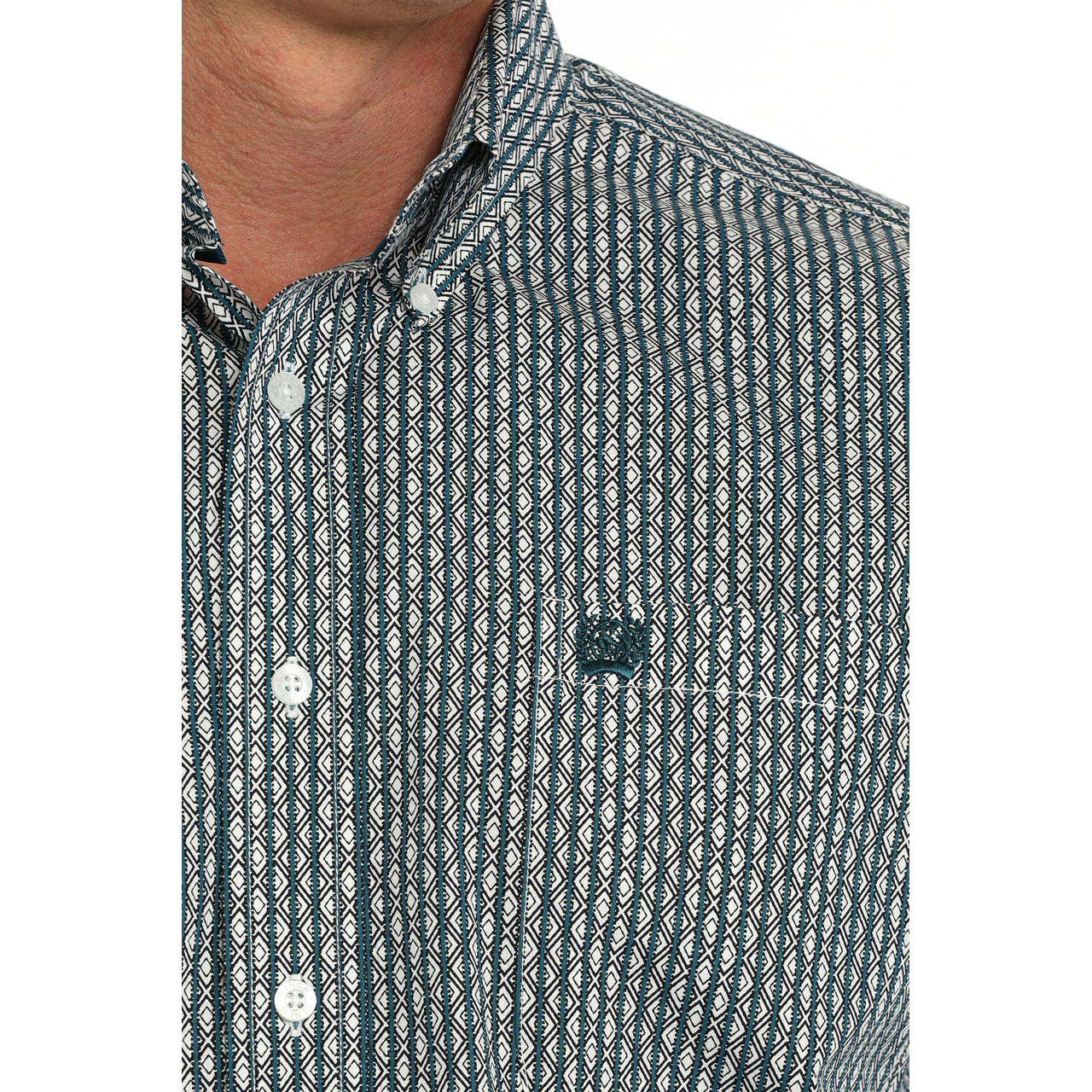 Cinch Men's Long Sleeve Print Shirt - White