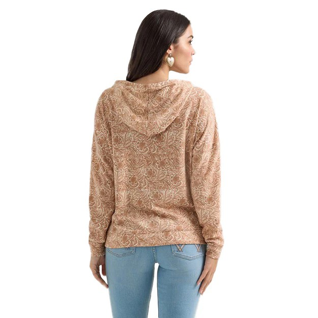 Wrangler Women's Long Sleeve Punchy Hoodie- Tan