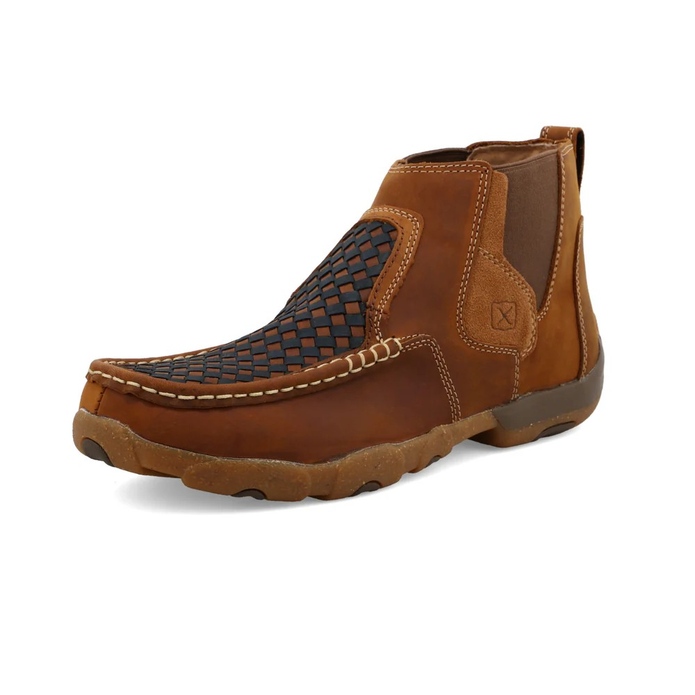 Twisted X Men's 4" Chelsea Driving Moc - Woven Multi & Oiled Saddle