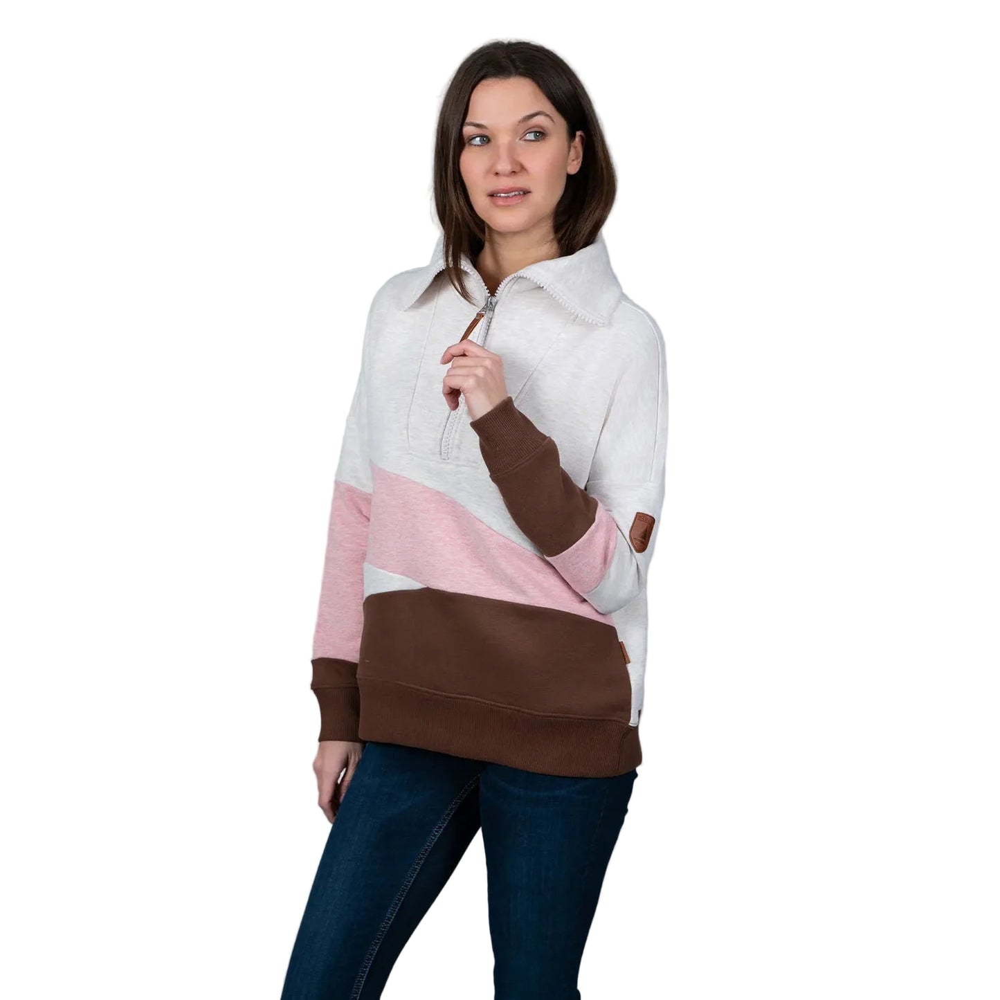 Wanakome Women's Eevie 1/2 Zip Sweatshirt- Mahogany
